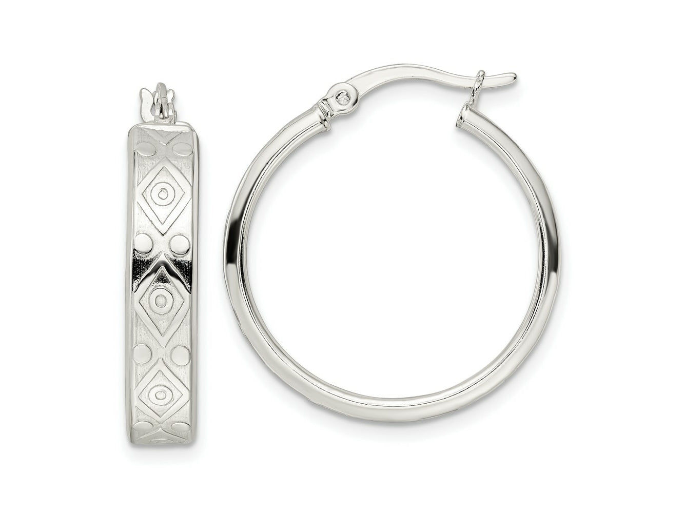 FJC Finejewelers 925 Sterling Silver Polished Geometric Design 5. Round Hoop Earrings 26 x 25 mm