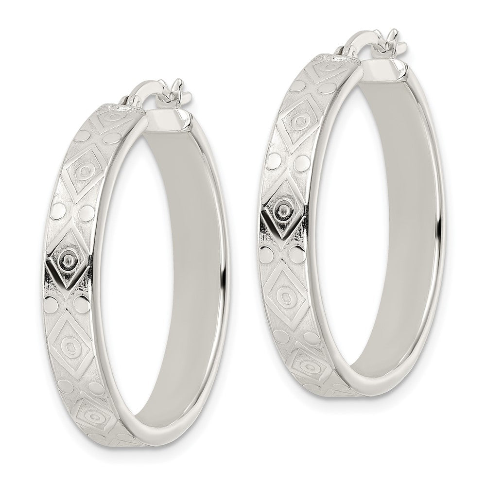 FJC Finejewelers 925 Sterling Silver Polished Geometric Design 5.25mm Round Hoop Earrings 31 mm x 29 mm