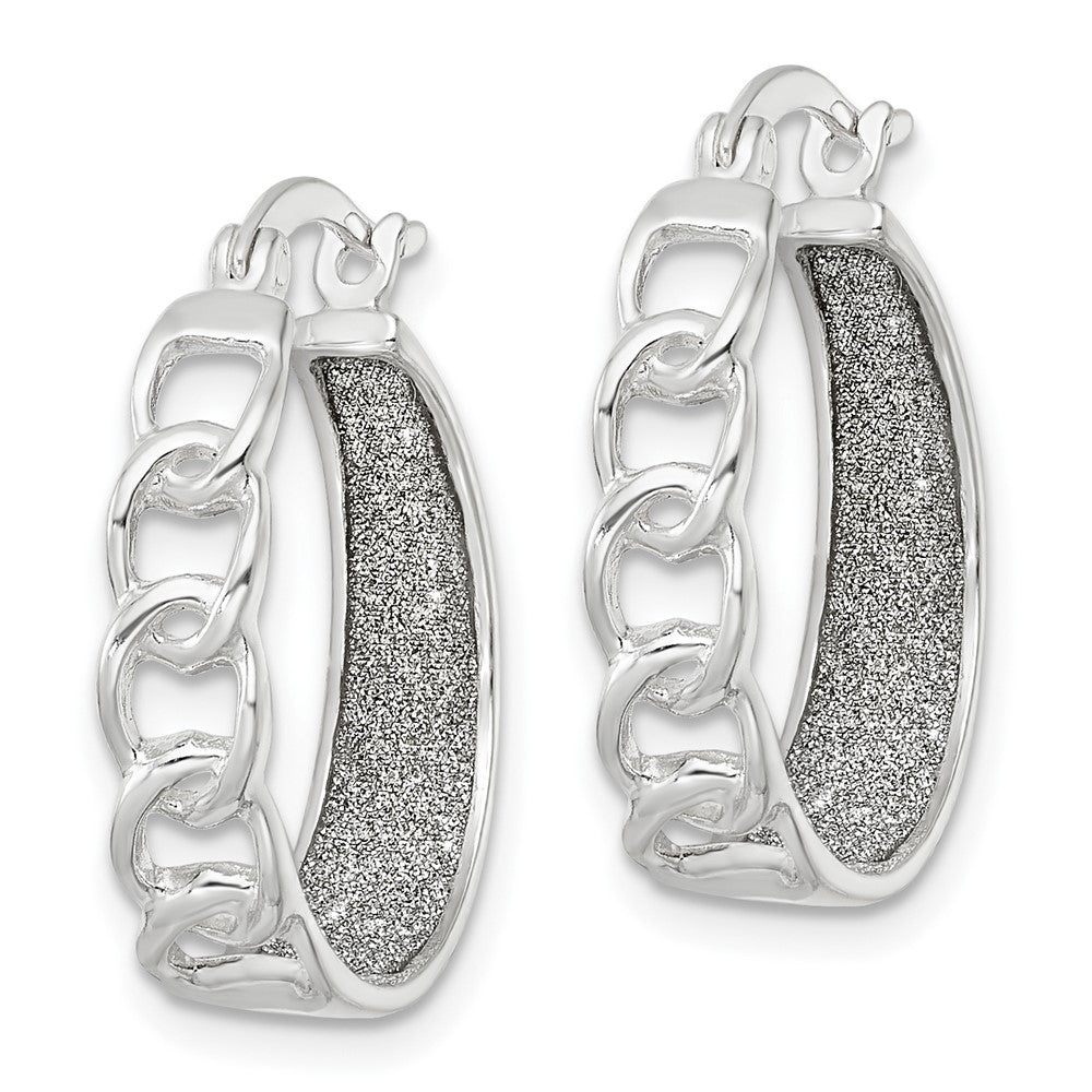 FJC Finejewelers 925 Sterling Silver Enameled Fabric Glitter Hoop and Links Round Hoop Earrings 22 x 21 mm