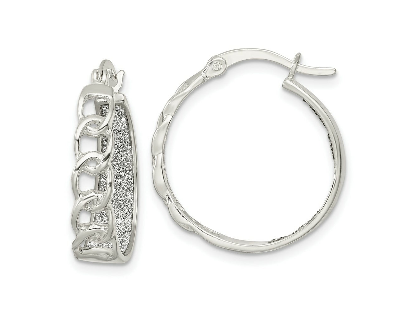 FJC Finejewelers 925 Sterling Silver Enameled Fabric Glitter Hoop and Links Round Hoop Earrings 22 x 21 mm