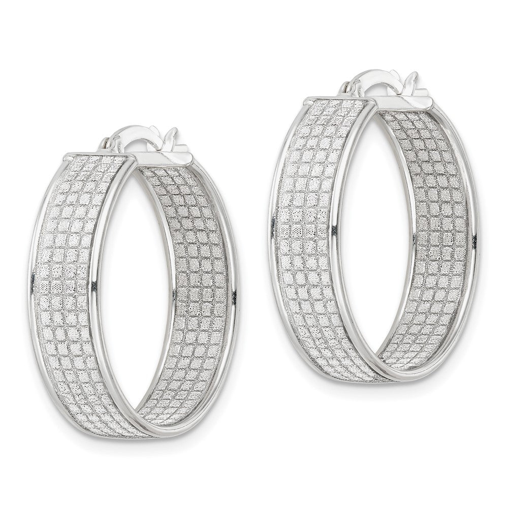 FJC Finejewelers 925 Sterling Silver Enameled Fabric Glitter 6.85mm Round Hoop Earrings 26 mm x 25 mm