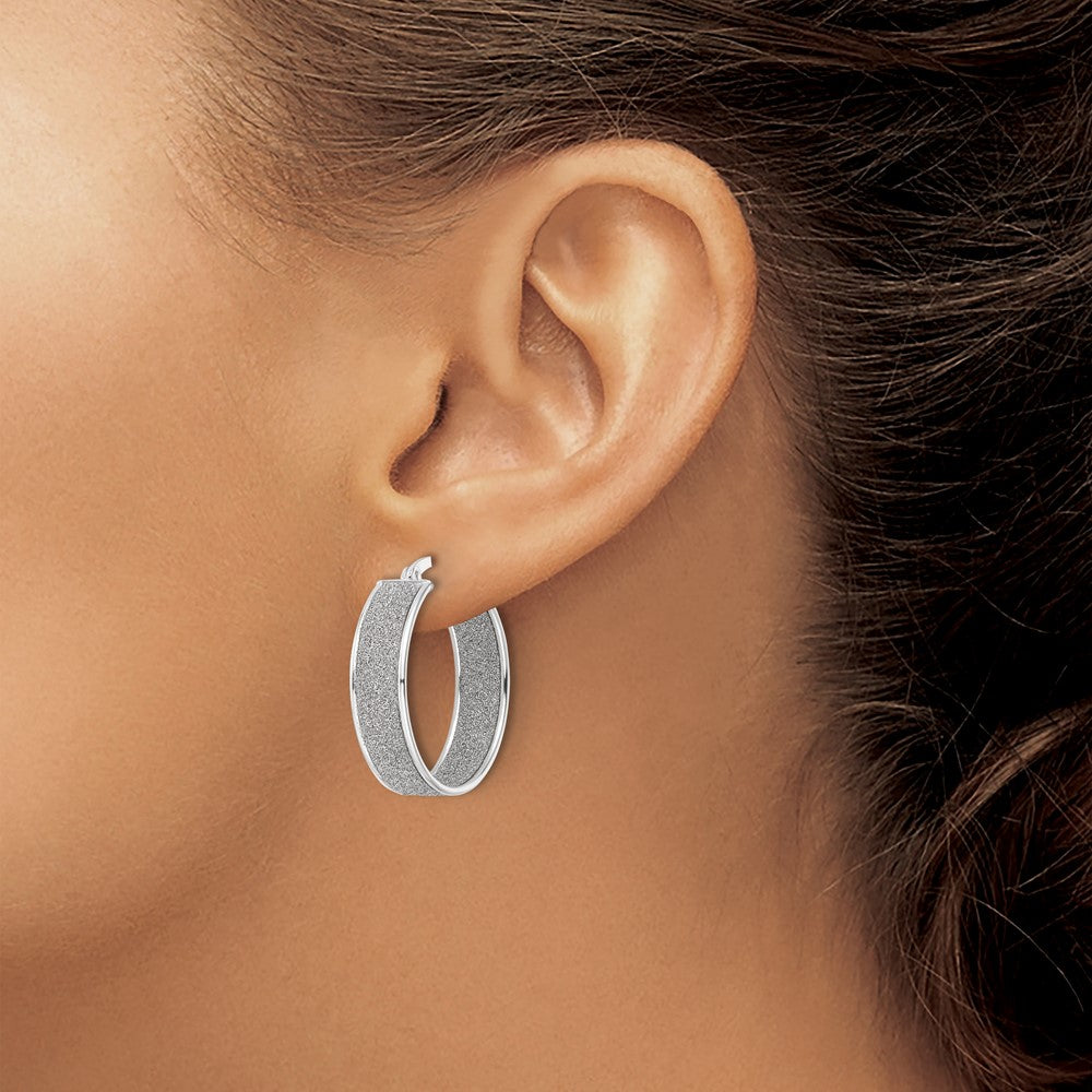 FJC Finejewelers 925 Sterling Silver Enameled Fabric Glitter 6.85mm Round Hoop Earrings 26 mm x 25 mm