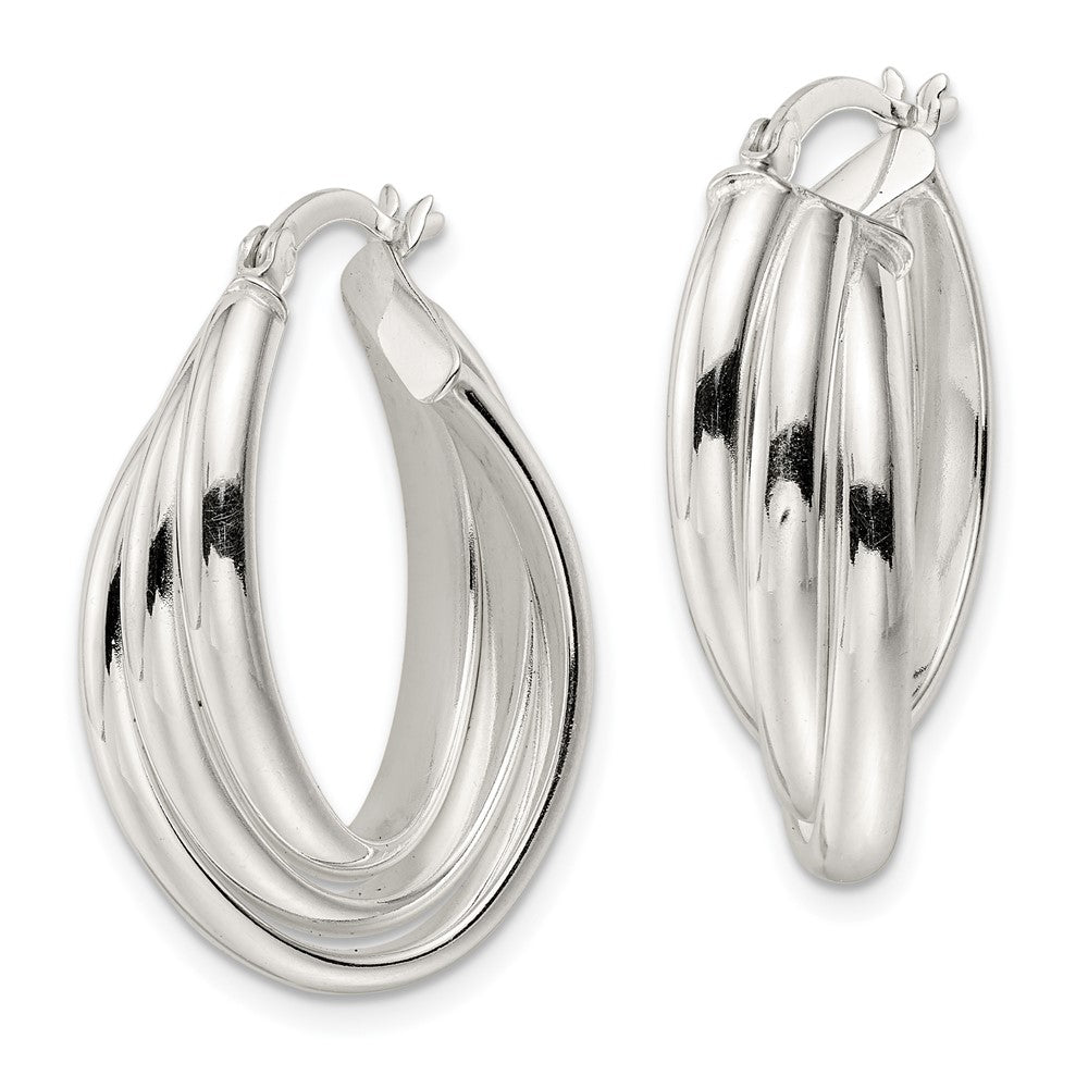 FJC Finejewelers 925 Sterling Silver Polished Triple Twisted Oval Hoop Earrings 28 x 19 mm