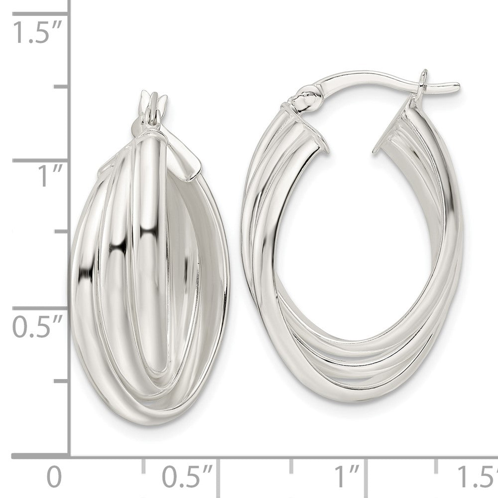 FJC Finejewelers 925 Sterling Silver Polished Triple Twisted Oval Hoop Earrings 28 x 19 mm