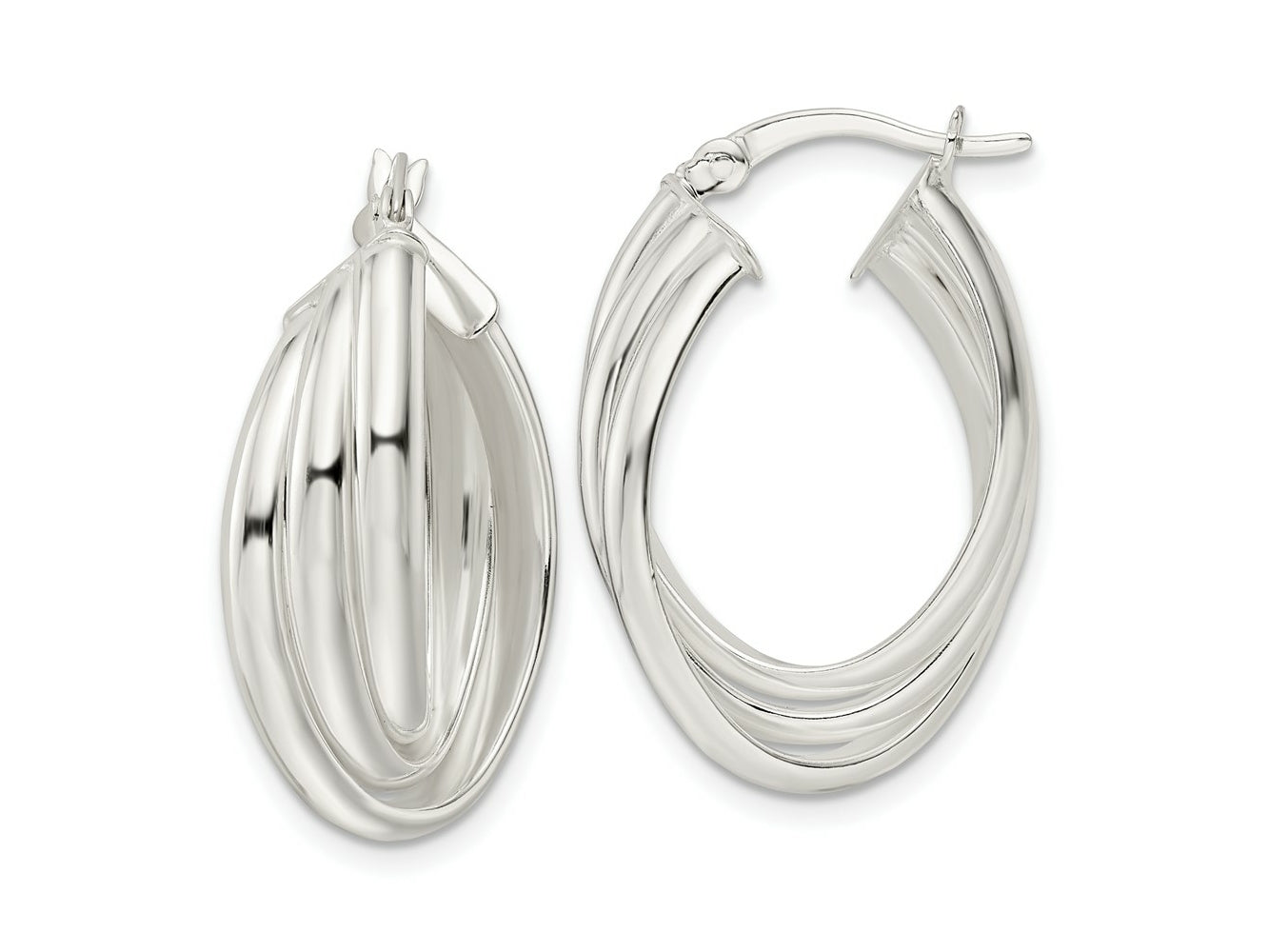 FJC Finejewelers 925 Sterling Silver Polished Triple Twisted Oval Hoop Earrings 28 x 19 mm