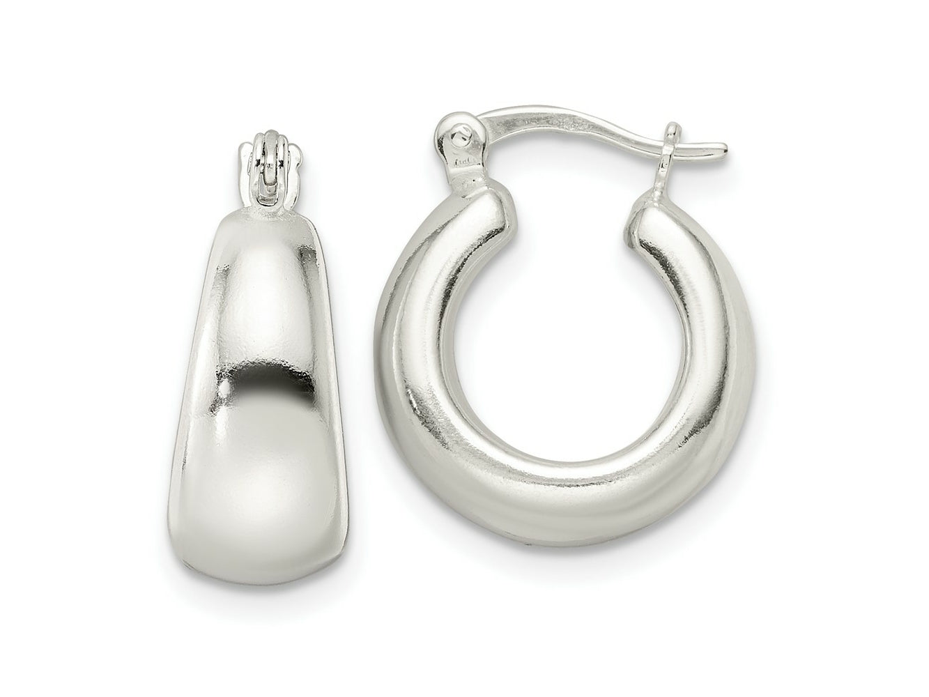 FJC Finejewelers 925 Sterling Silver Polished and Tapered Round Hoop Earrings 17 x 15 mm