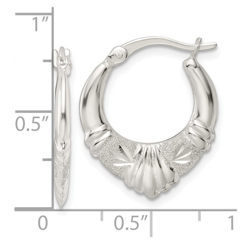 FJC Finejewelers 925 Sterling Silver Polished and Lasered Bright Cut Scalloped Hoop Earrings 21 x 18 mm