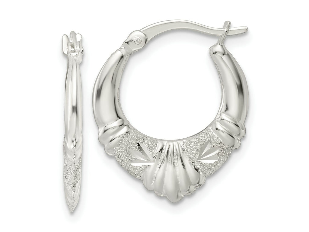 FJC Finejewelers 925 Sterling Silver Polished and Lasered Bright Cut Scalloped Hoop Earrings 21 x 18 mm