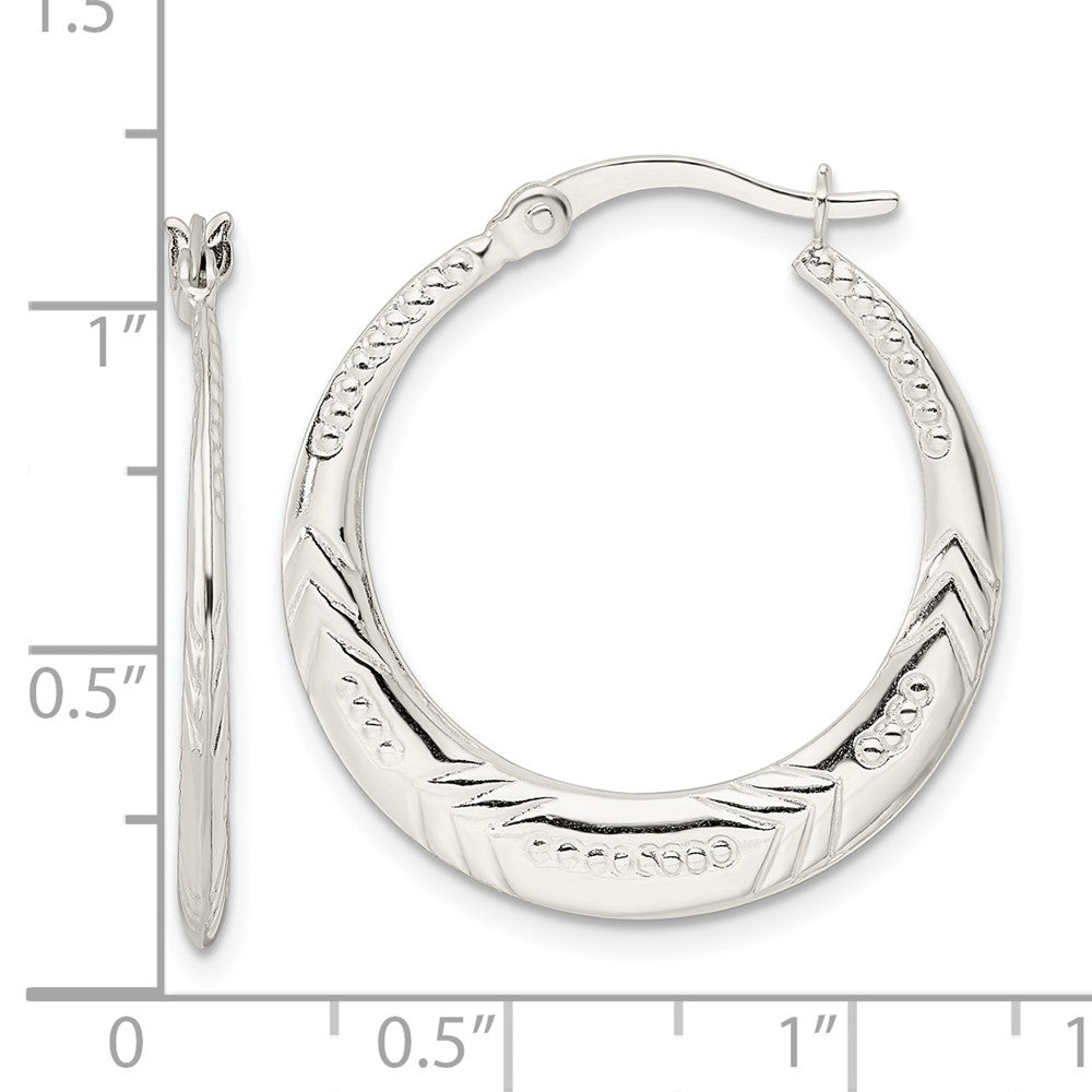 FJC Finejewelers 925 Sterling Silver Polished and Textured Knife Edge Round Hoop Earrings 27 x 26 mm