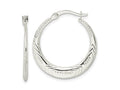 FJC Finejewelers 925 Sterling Silver Polished and Textured Knife Edge Round Hoop Earrings 27 x 26 mm