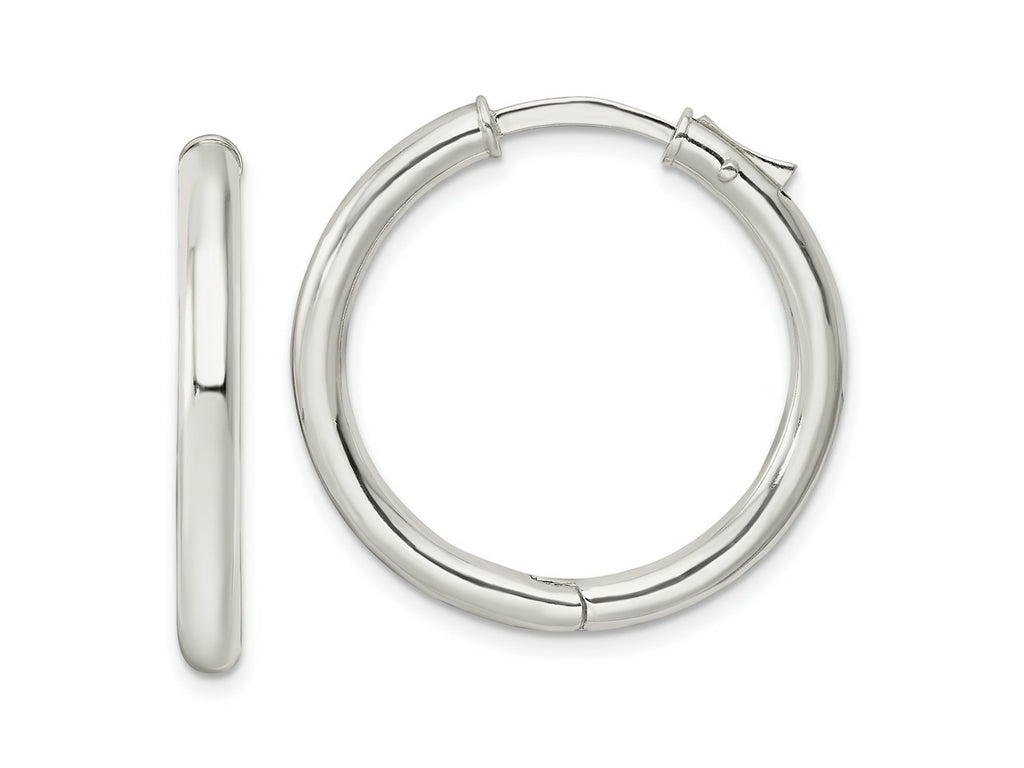 FJC Finejewelers 925 Sterling Silver Polished 3x Hinged Tube Hoop Earrings 27 x 28 mm