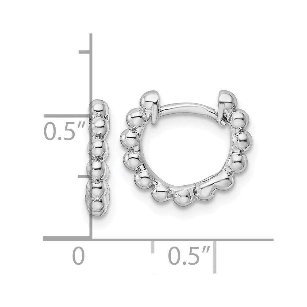 FJC Finejewelers 925 Sterling Silver Rhodium Plated Beaded Hoop Earrings 10 x 13 mm