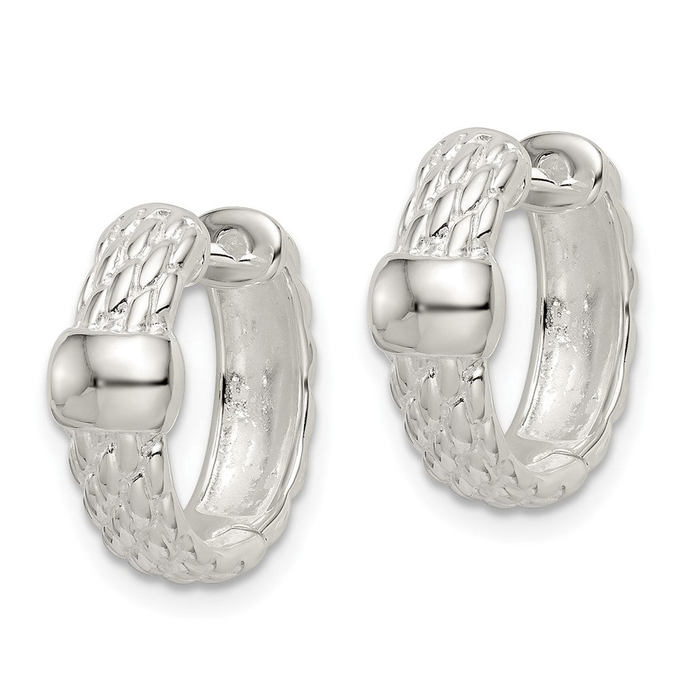 FJC Finejewelers 925 Sterling Silver Polished Basket Weave Hinged Hoop Earrings 14 x 17 mm