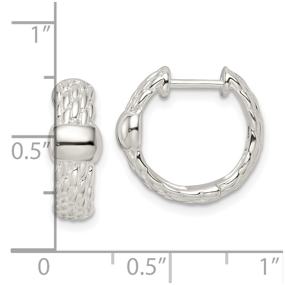 FJC Finejewelers 925 Sterling Silver Polished Basket Weave Hinged Hoop Earrings 14 x 17 mm