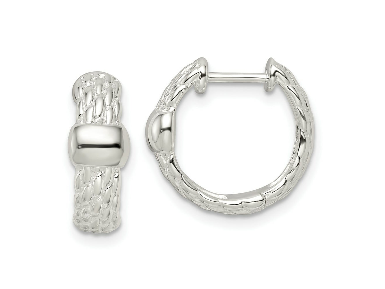 FJC Finejewelers 925 Sterling Silver Polished Basket Weave Hinged Hoop Earrings 14 x 17 mm