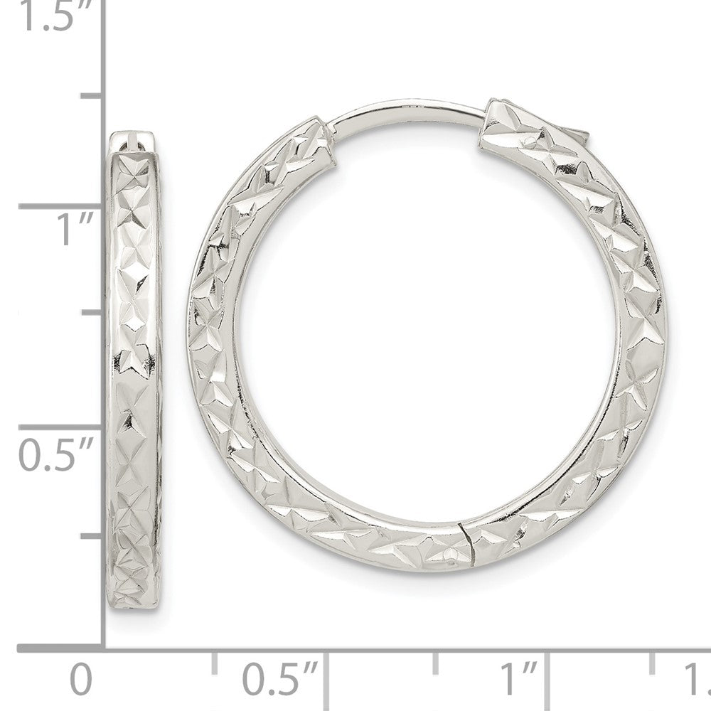 FJC Finejewelers 925 Sterling Silver Polished Bright Cut Square Tube Locking Hoop Earrings 27 x 28 mm