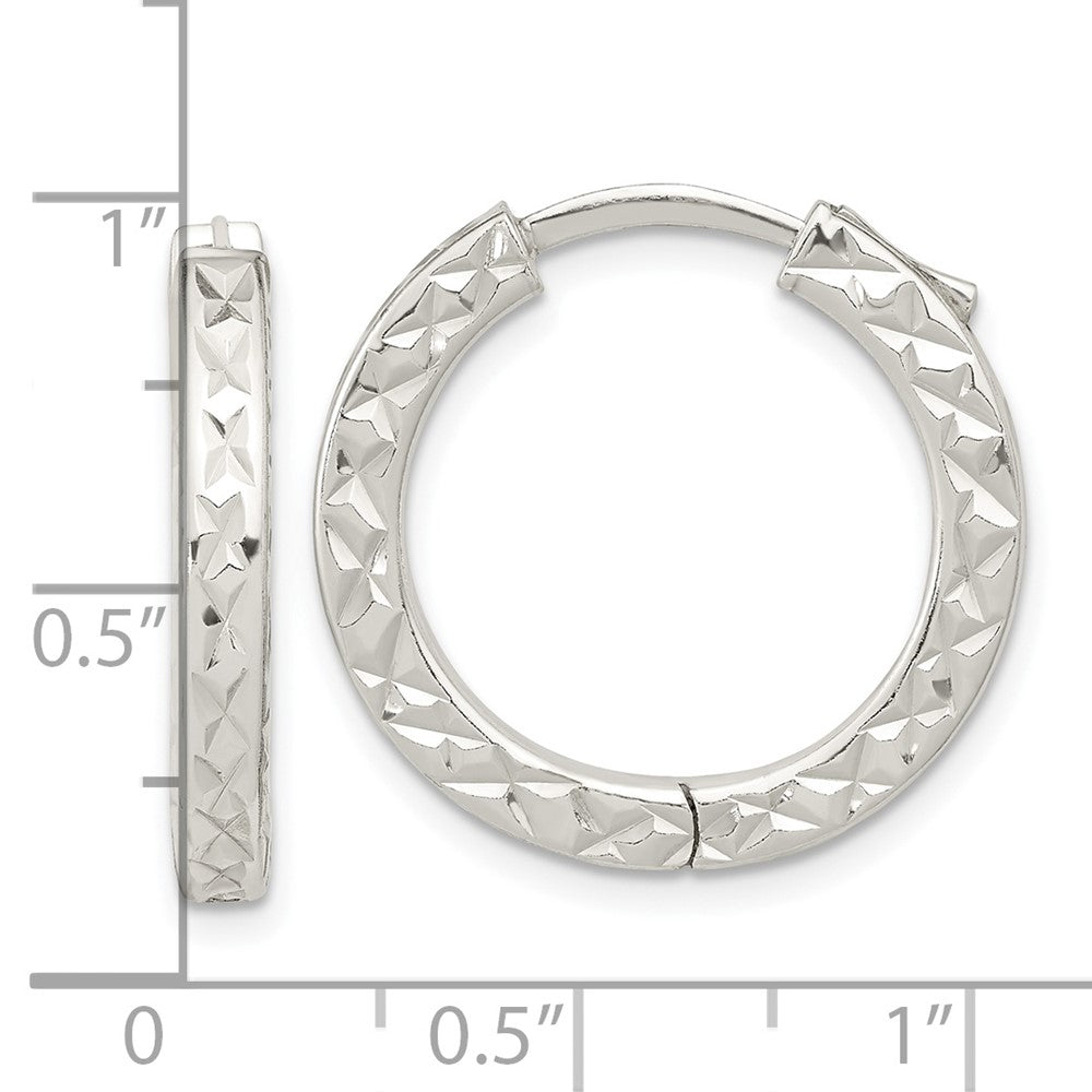 FJC Finejewelers 925 Sterling Silver Polished Bright Cut Square Tube Locking Hoop Earrings 22 x 23 mm