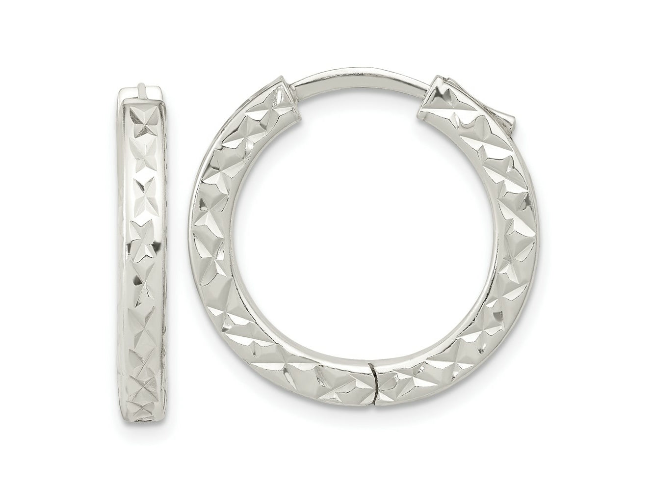 FJC Finejewelers 925 Sterling Silver Polished Bright Cut Square Tube Locking Hoop Earrings 22 x 23 mm