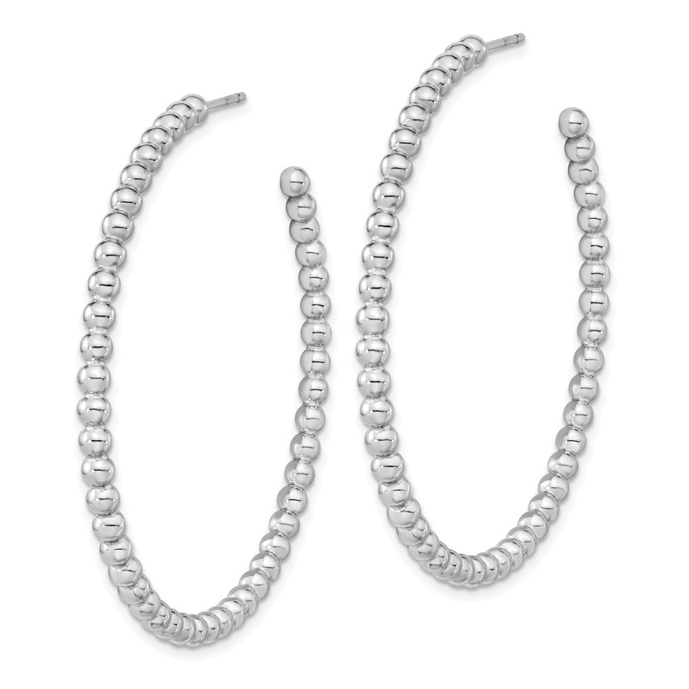 FJC Finejewelers 925 Sterling Silver Rhodium Plated Polished Beaded Hoop Post Earrings 52 x 51 mm