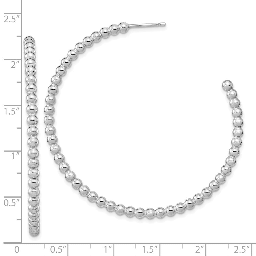 FJC Finejewelers 925 Sterling Silver Rhodium Plated Polished Beaded Hoop Post Earrings 52 x 51 mm