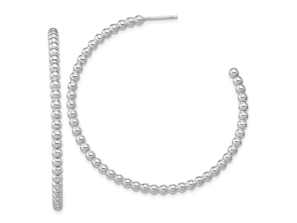 FJC Finejewelers 925 Sterling Silver Rhodium Plated Polished Beaded Hoop Post Earrings 52 x 51 mm
