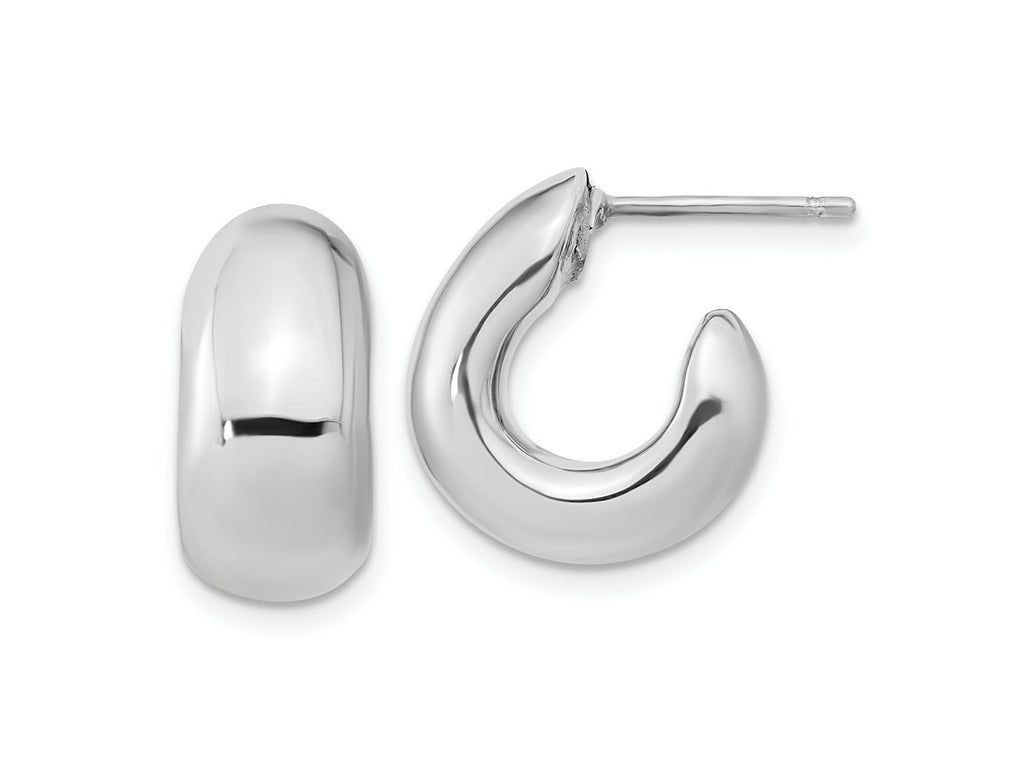 FJC Finejewelers 925 Sterling Silver Polished Rhodium Plated Hollow Post J Hoop Earrings 17 x 15 mm