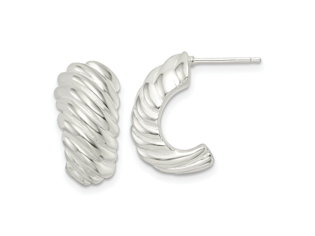 FJC Finejewelers 925 Sterling Silver Polished Hollow J Hoop Post Earrings 18 x 9 mm
