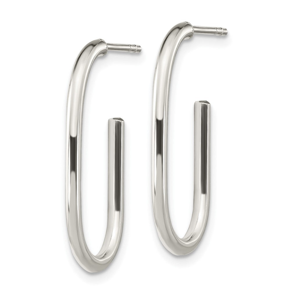 FJC Finejewelers 925 Sterling Silver Polished Oval J-Hoop Post Earrings 27 x 13 mm