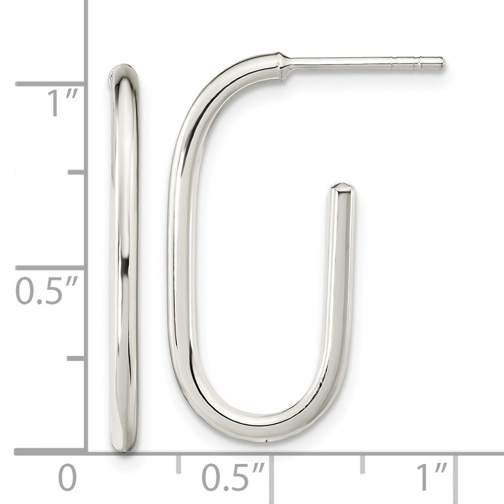 FJC Finejewelers 925 Sterling Silver Polished Oval J-Hoop Post Earrings 27 x 13 mm