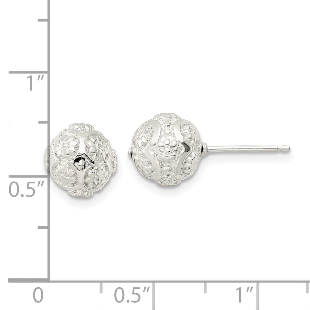 FJC Finejewelers 925 Sterling Silver Polished Floral Ball Post Earrings 8 x 8 mm