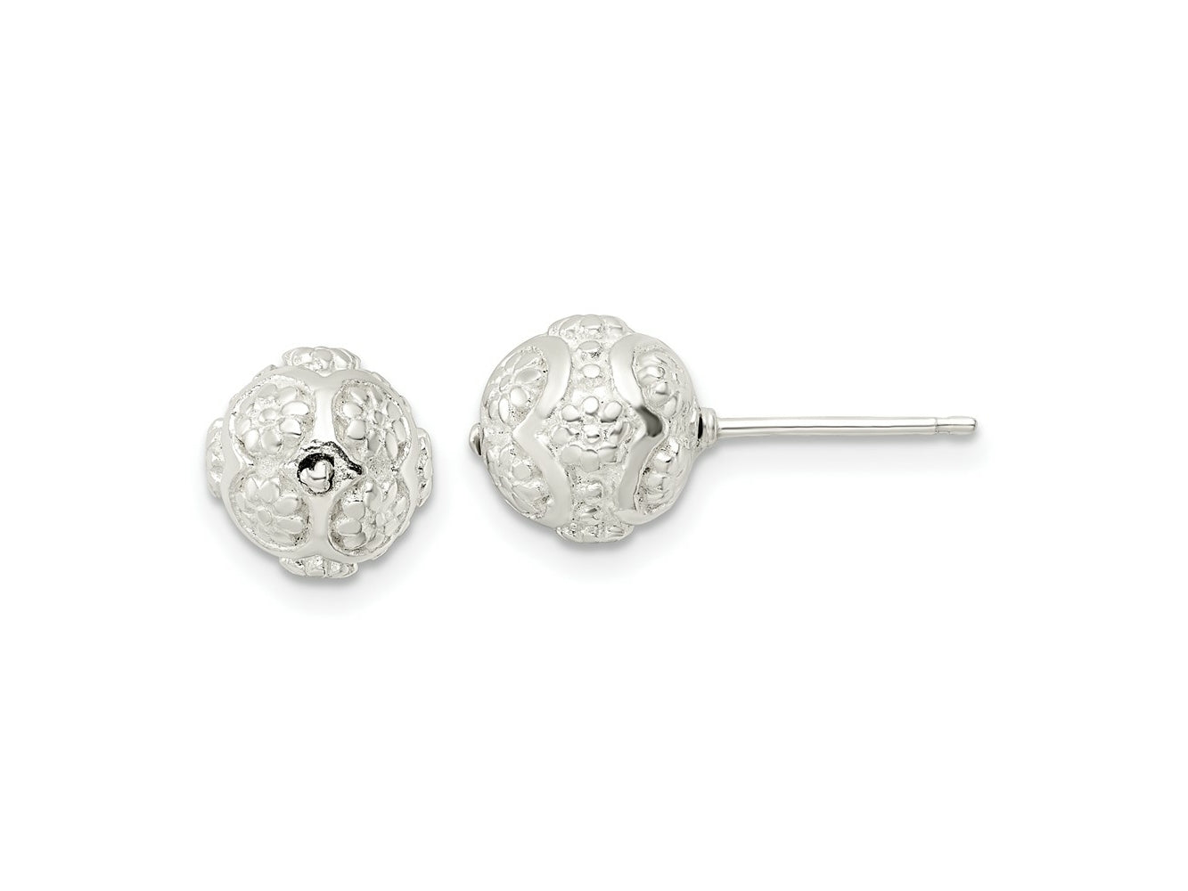 FJC Finejewelers 925 Sterling Silver Polished Floral Ball Post Earrings 8 x 8 mm