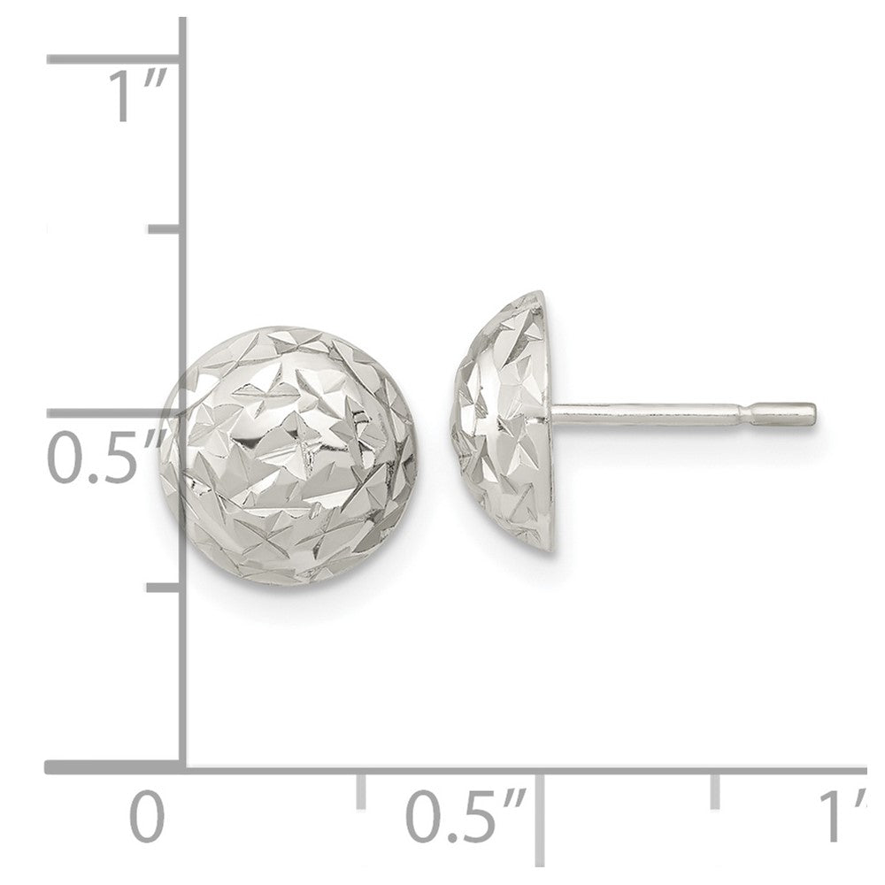 FJC Finejewelers 925 Sterling Silver Button Polished Bright Cut Textured Post Earrings 9 x 9 mm