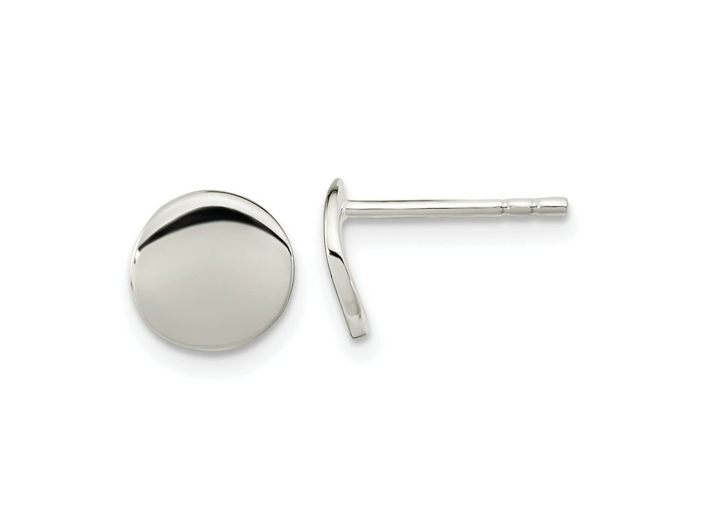 FJC Finejewelers 925 Sterling Silver Button Polished Flat Circle Post Earrings 7 x 8 mm