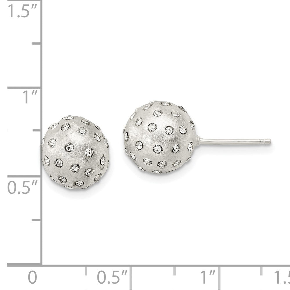 FJC Finejewelers 925 Sterling Silver Satin Crystal Ball Post Earrings 10 x 9 mm