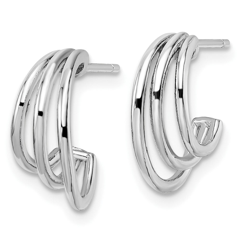 FJC Finejewelers 925 Sterling Silver Rhodium Plated Polished J-Hoop Post Earrings 14 x 5 mm