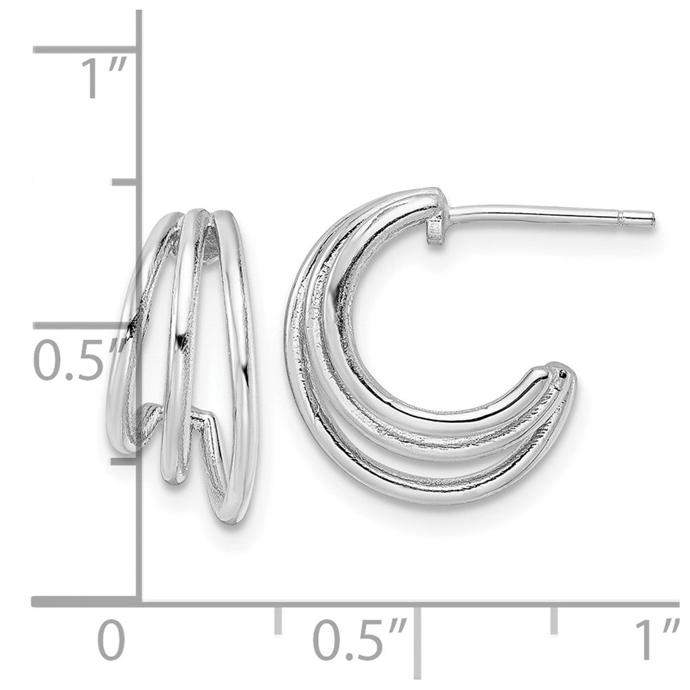 FJC Finejewelers 925 Sterling Silver Rhodium Plated Polished J-Hoop Post Earrings 14 x 5 mm