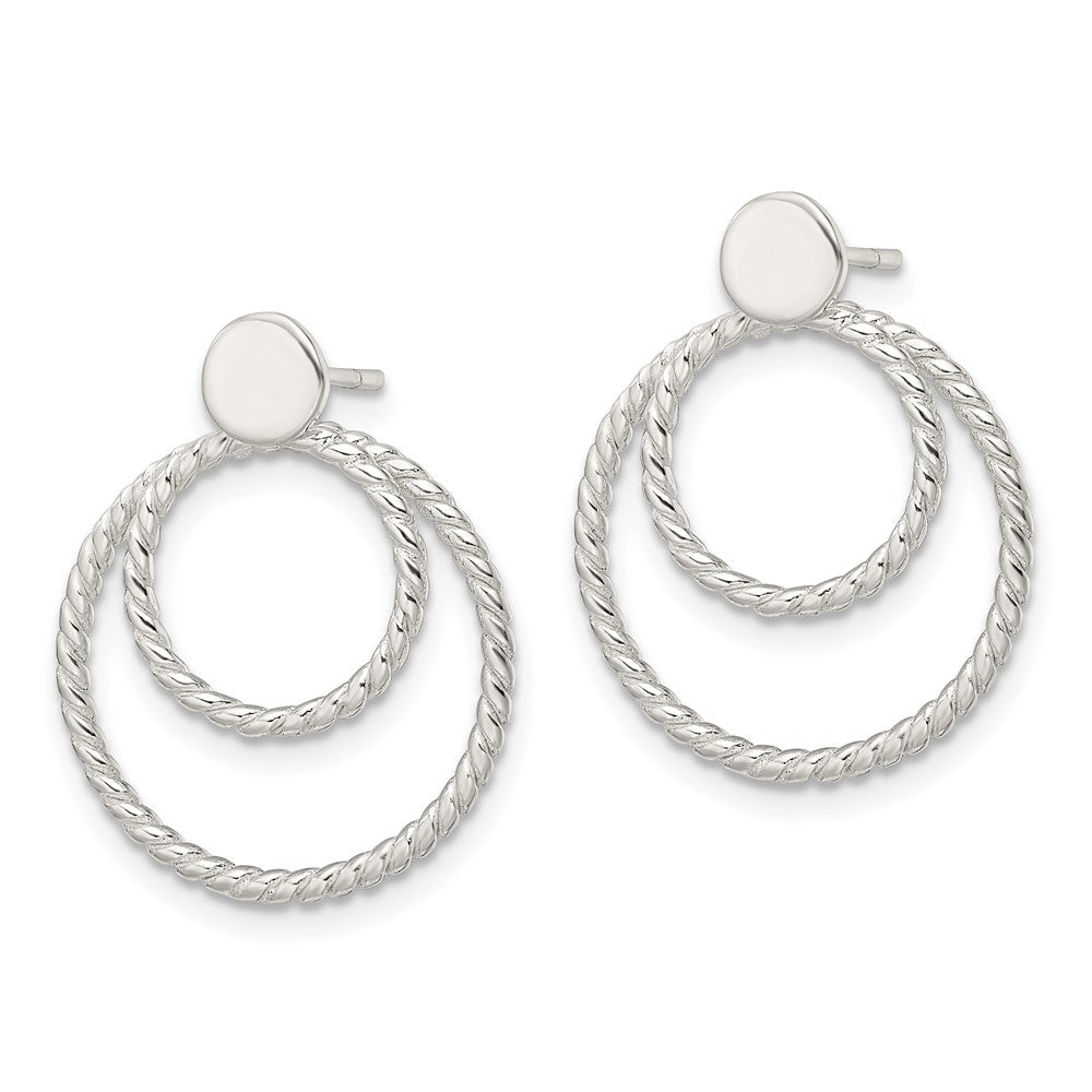 FJC Finejewelers 925 Sterling Silver Dangle with 2 Circle Jackets Button Post Earrings 22 x 18 mm