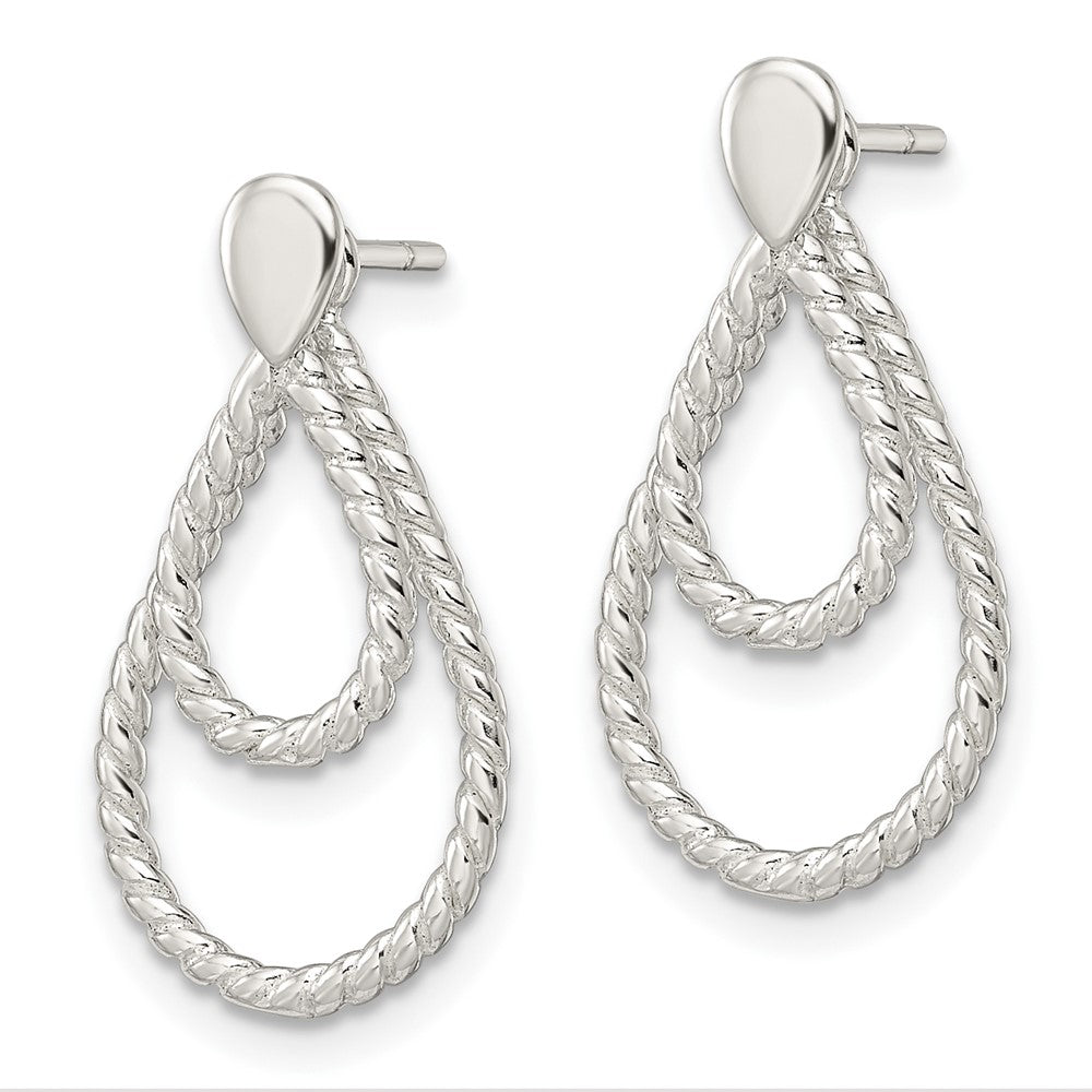 FJC Finejewelers 925 Sterling Silver Dangle with 2 Teardrop Jackets Button Post Earrings 22 x 12 mm
