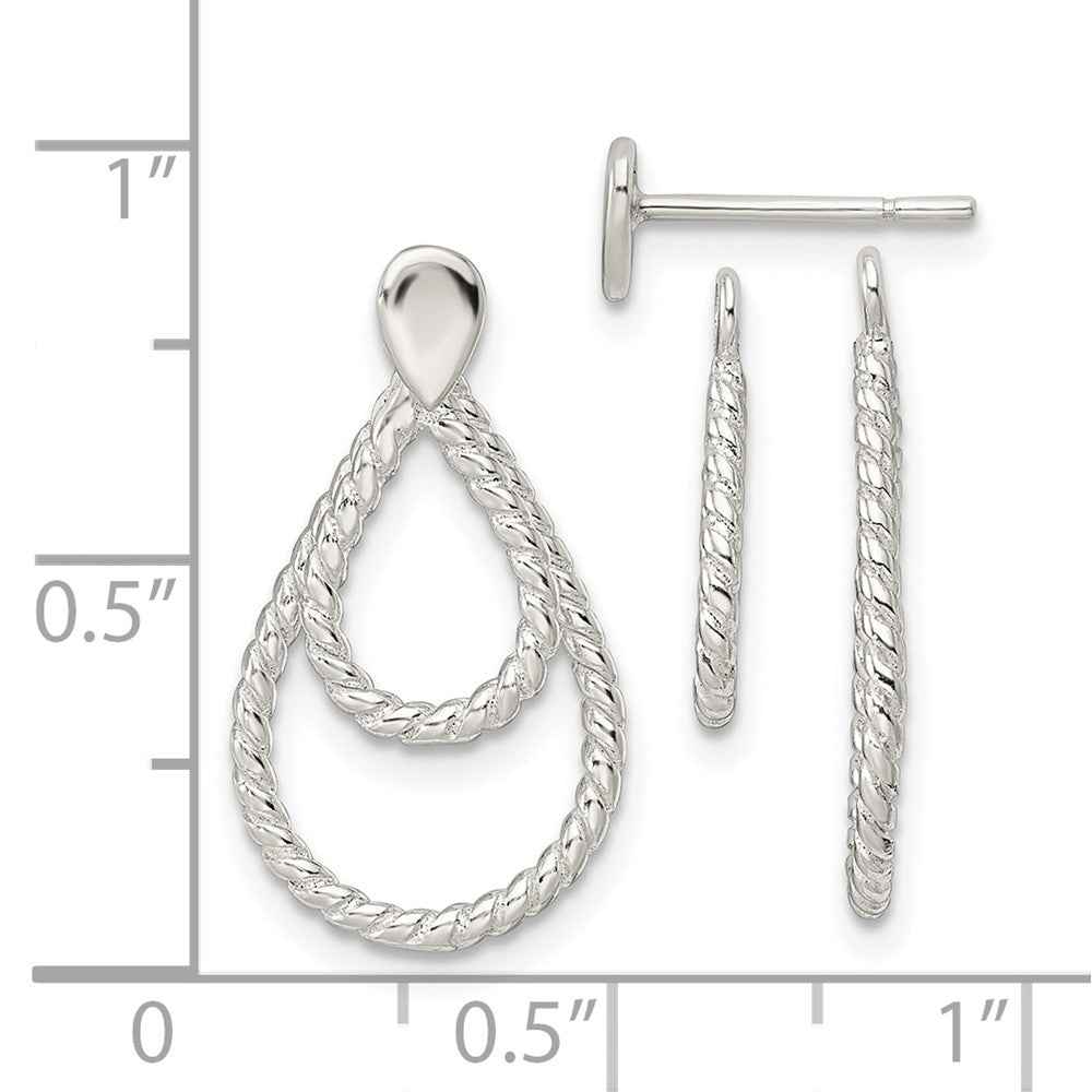 FJC Finejewelers 925 Sterling Silver Dangle with 2 Teardrop Jackets Button Post Earrings 22 x 12 mm