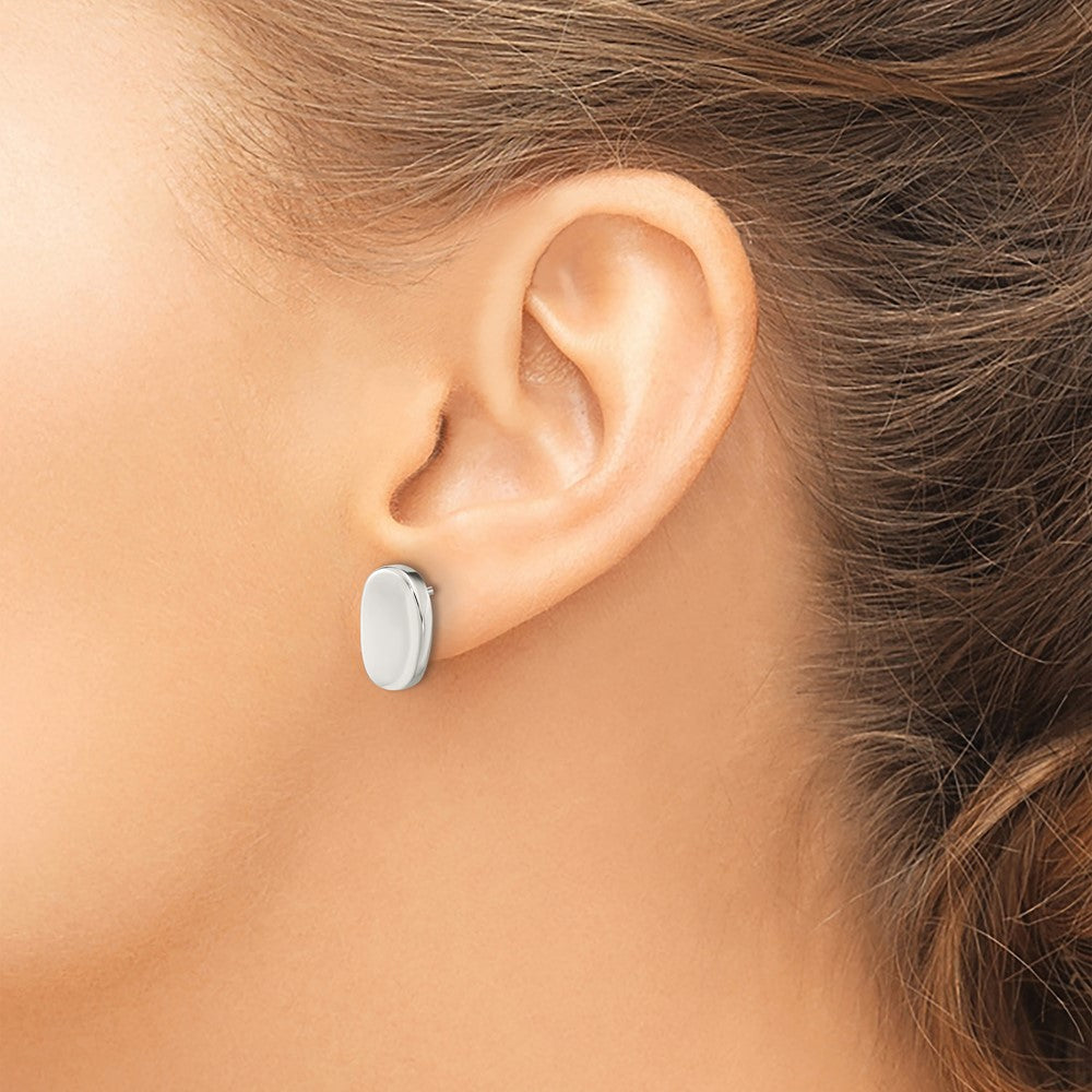 FJC Finejewelers 925 Sterling Silver Button Polished Oval Post Earrings 13 x 8 mm