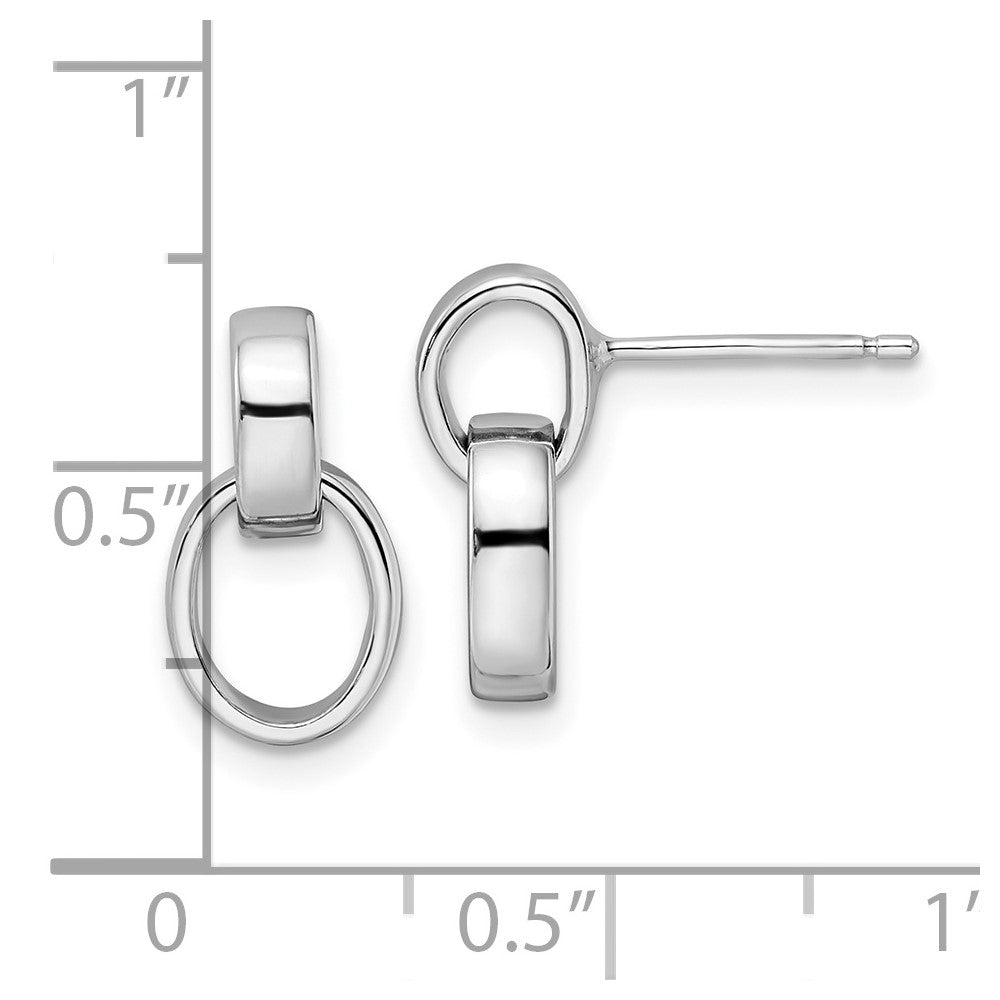 FJC Finejewelers 925 Sterling Silver Dangle Rhodium Plated Polished Link Post Earrings 14 x 7 mm