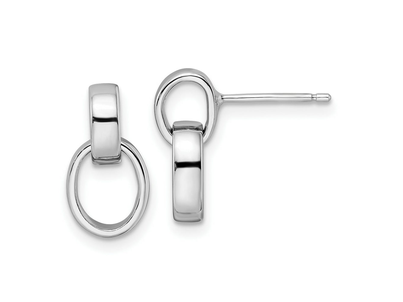 FJC Finejewelers 925 Sterling Silver Dangle Rhodium Plated Polished Link Post Earrings 14 x 7 mm