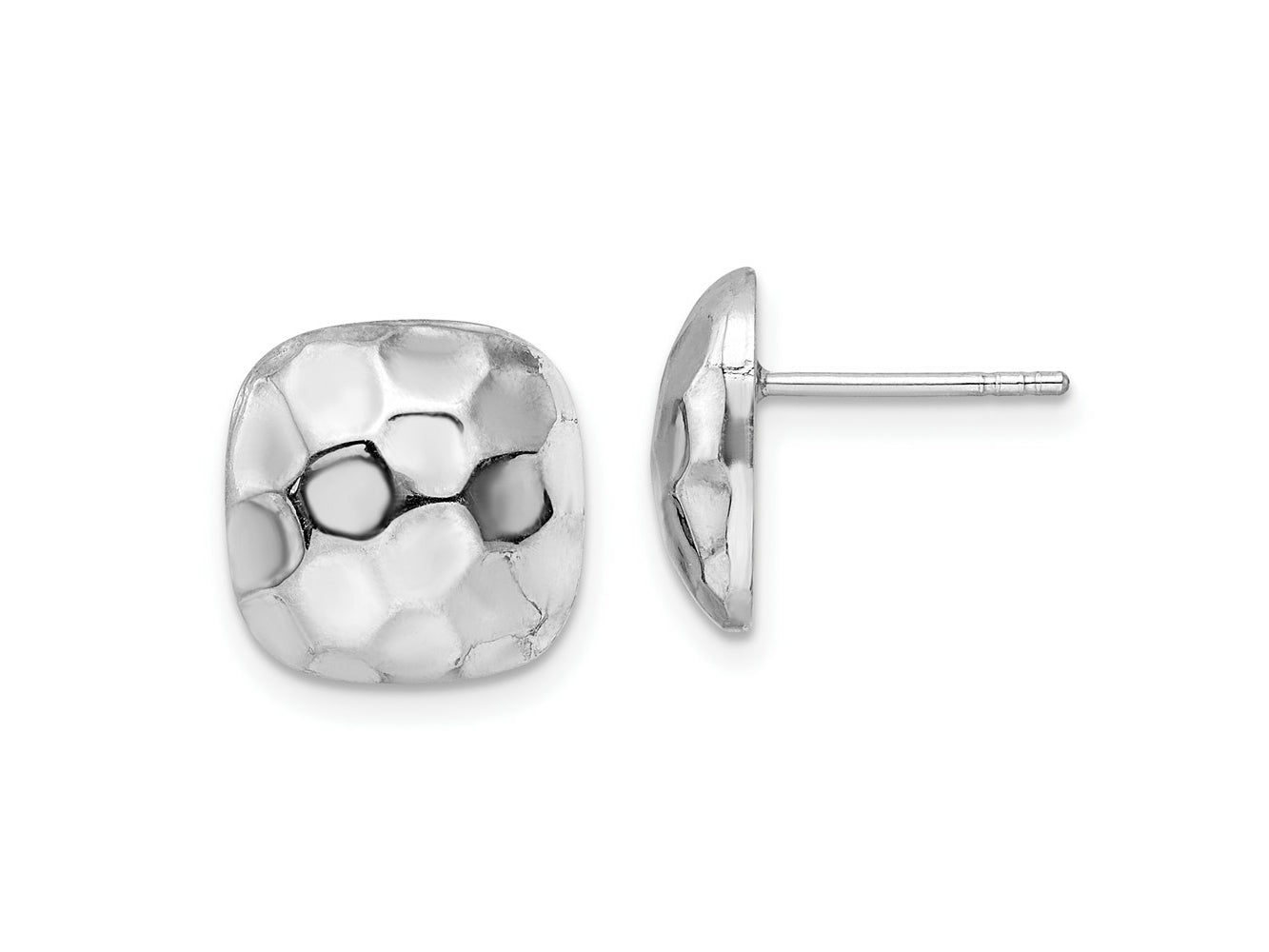 FJC Finejewelers 925 Sterling Silver Button  Post Polished and Textured Square Earrings 12 x 12 mm