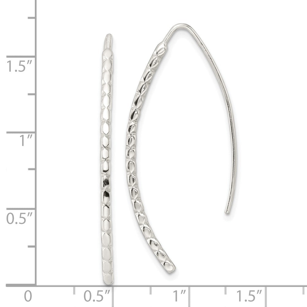FJC Finejewelers 925 Sterling Silver Dangle Polished and Textured Threader Earrings 43 x 1 mm