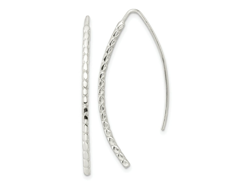 FJC Finejewelers 925 Sterling Silver Dangle Polished and Textured Threader Earrings 43 x 1 mm
