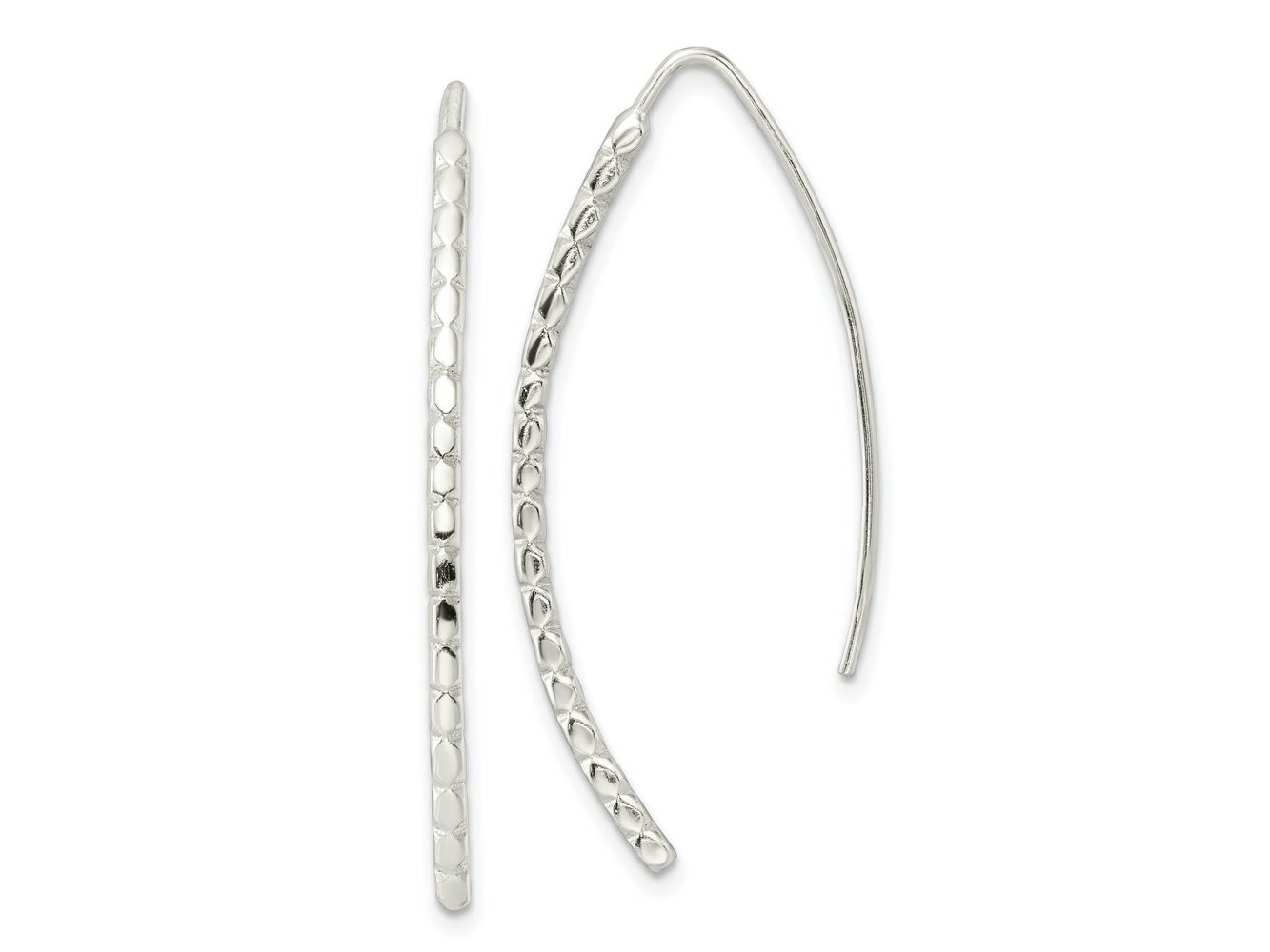 FJC Finejewelers 925 Sterling Silver Dangle Polished and Textured Threader Earrings 43 x 1 mm