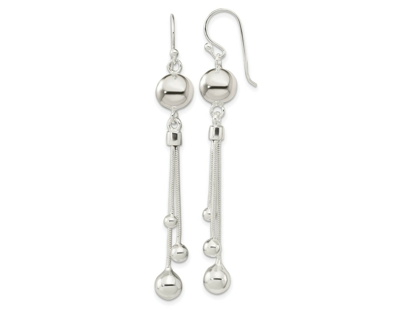 FJC Finejewelers 925 Sterling Silver Polished Beaded Multi-Strand Chain Dangle Earrings 63 x 8 mm