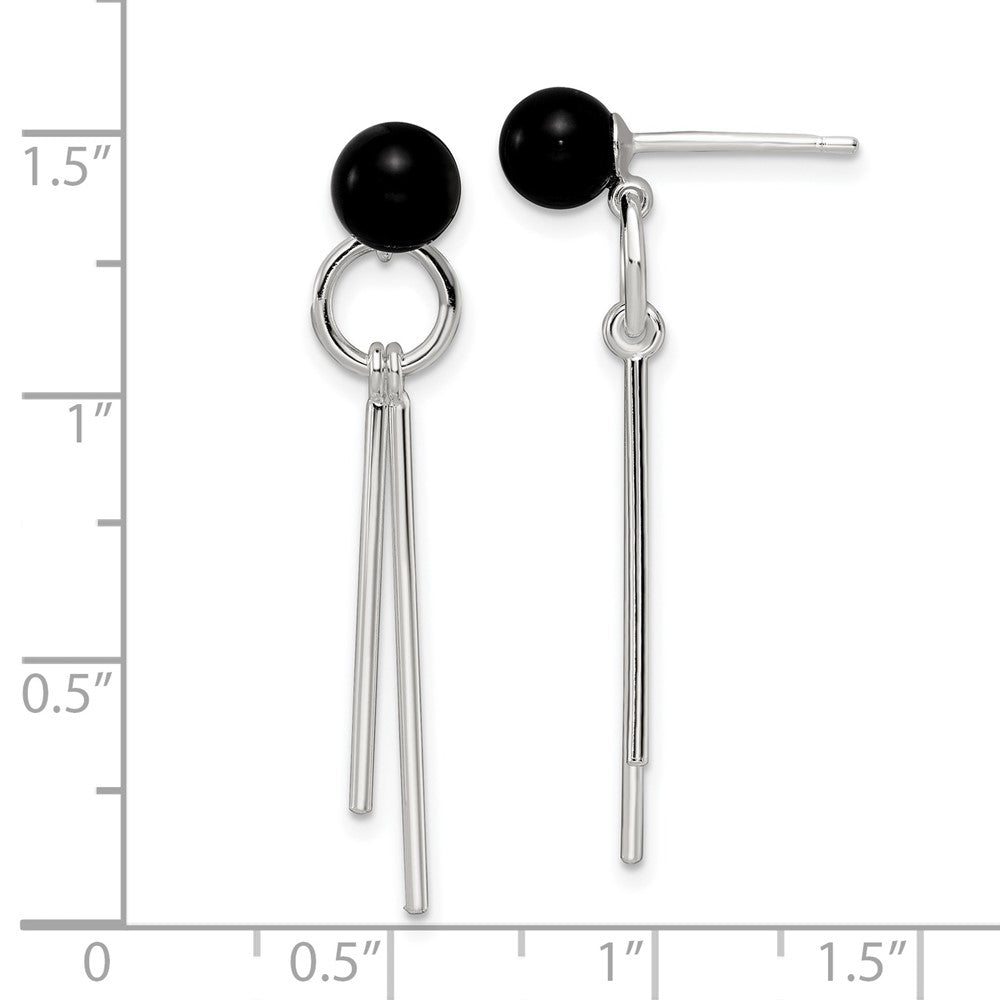 FJC Finejewelers 925 Sterling Silver Polished Fancy Onyx Bead and Bars Post Dangle Earrings 36 x 7 mm