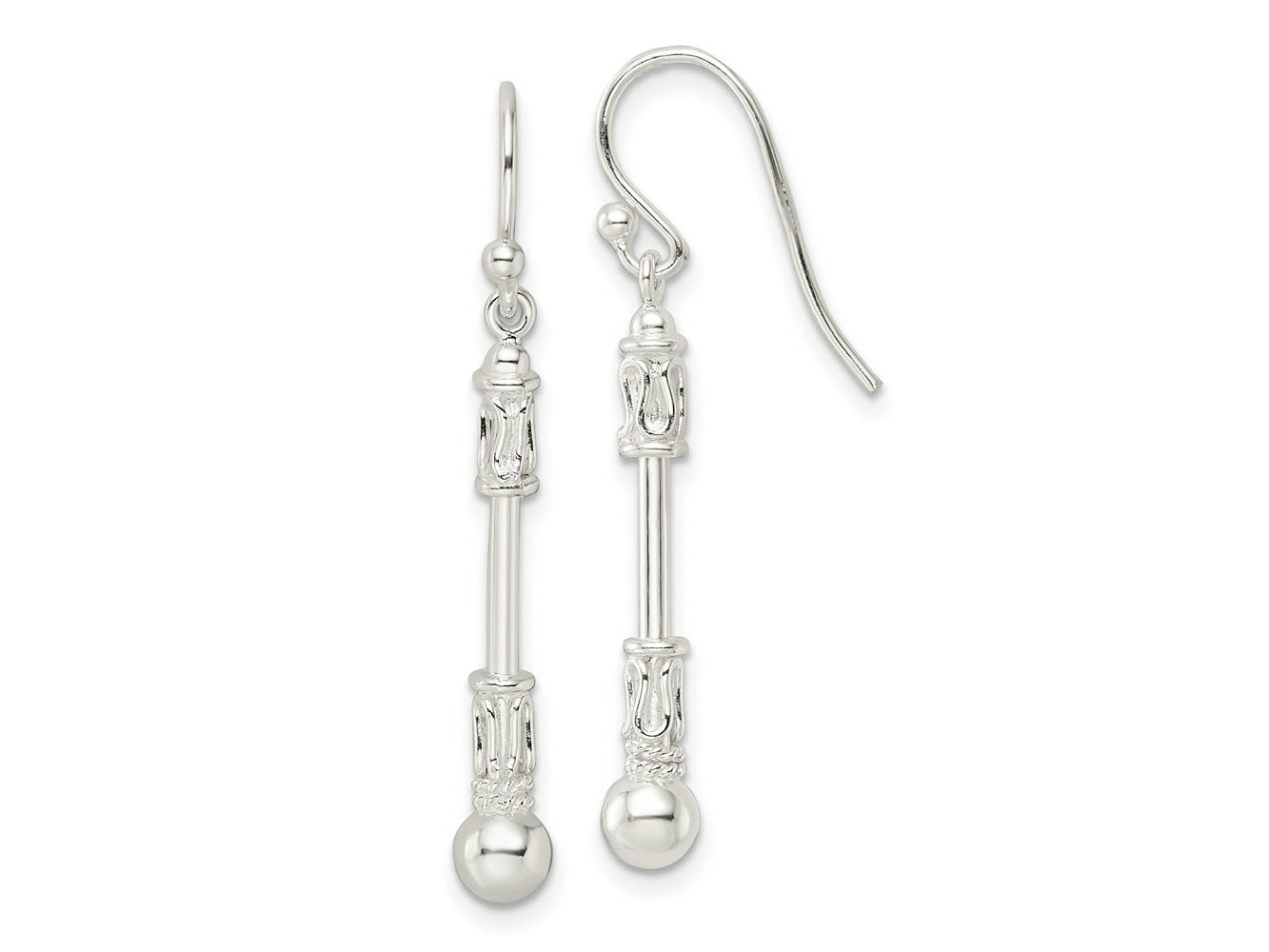 FJC Finejewelers 925 Sterling Silver Polished Fancy Beaded Dangle Earrings 37 x 4 mm
