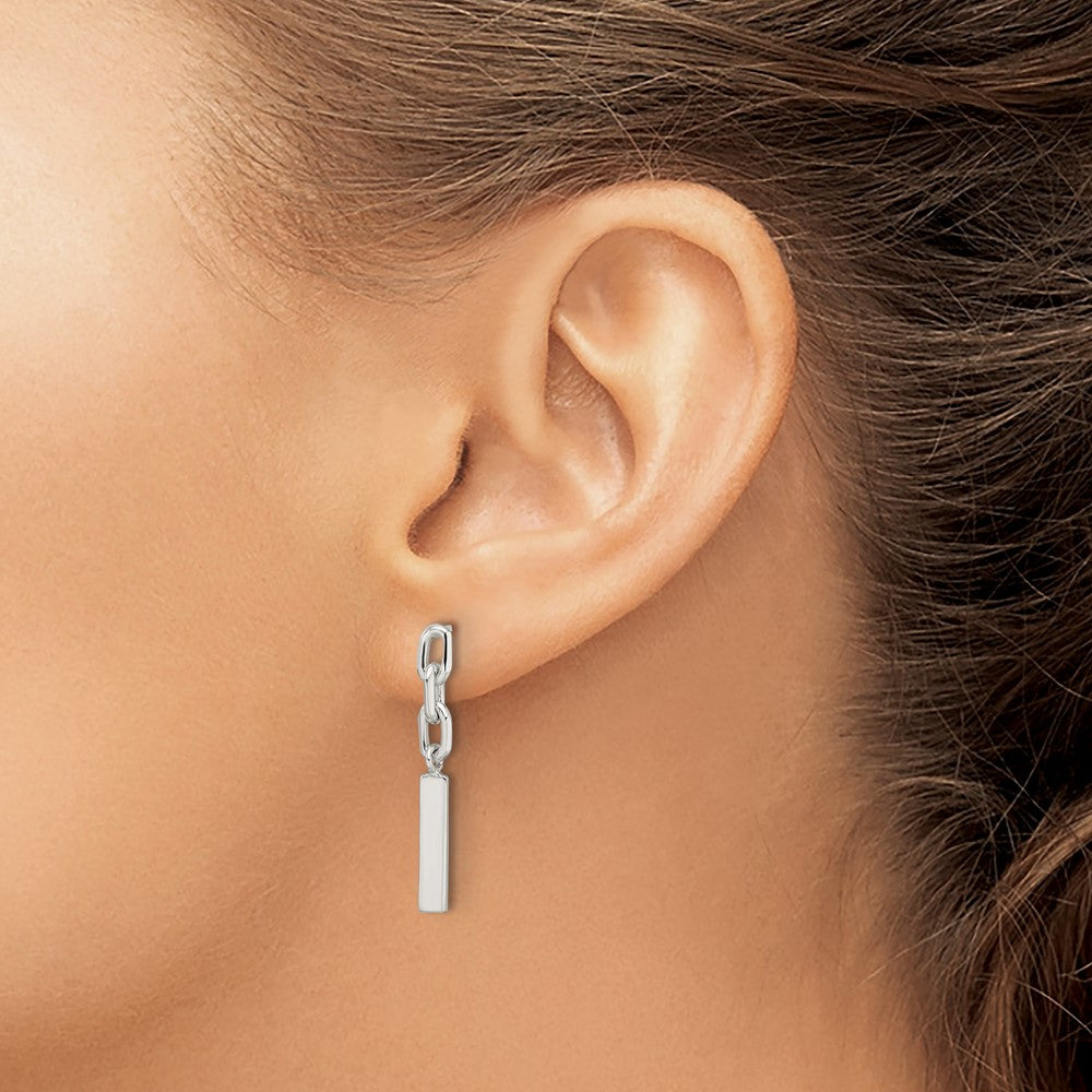 FJC Finejewelers 925 Sterling Silver Polished Bar and Chain Link Post Dangle Earrings 28 x 3 mm